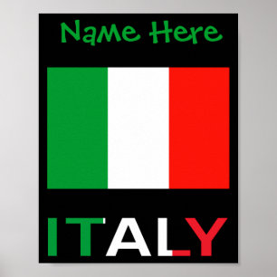 イタリアとイタリア国旗グリーンのカスタマイズ メンズ ポスター