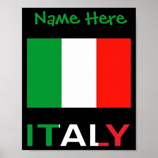 イタリアとイタリア国旗グリーンのカスタマイズ メンズ ポスター (正面)