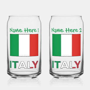 イタリアとイタリア国旗グリーンパーソナライゼーション ガラス缶