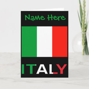 イタリアとイタリア国旗グリーン パーソナライズ メンズ カード