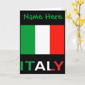 イタリアとイタリア国旗グリーン パーソナライズ メンズ カード (黄色い花)