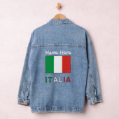 イタリアとイタリア国旗 ブラック パーソナライゼーション デニムジャケット (ハンガー)
