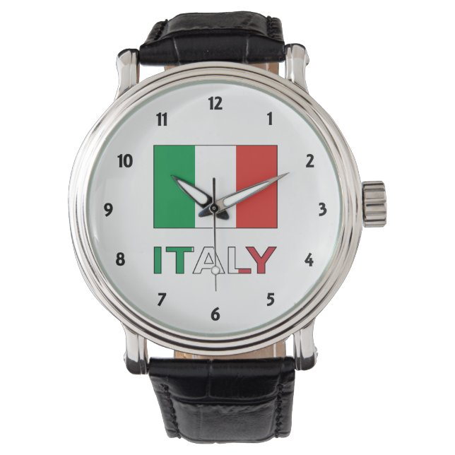 イタリアとイタリア国旗 腕時計 (正面)