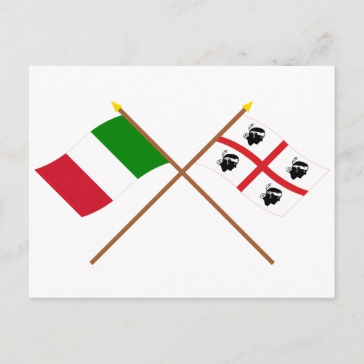 イタリアとサルデーニャは旗を越えた ポストカード (正面)