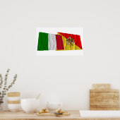 イタリアとシチリア国旗 ポスター (キッチン)