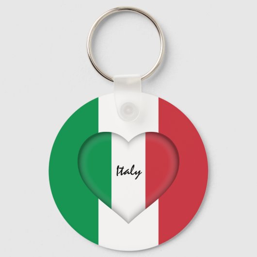 イタリアとハートイタリアン、国旗のファッション/スポーツ キーホルダー (正面)