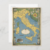 イタリアとバチカン市の地図 ポストカード (正面/裏面)