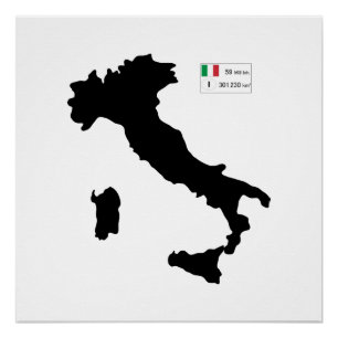 イタリアとビッグデータの地図 ポスター
