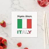 イタリアと名前入りのイタリア国旗 スタンダードカクテルナプキン (インサイチュ)