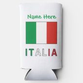 イタリアと名前入りのイタリア国旗 スリム缶クーラー (正面)
