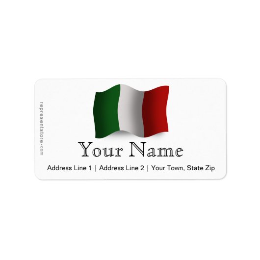 イタリアなびく国旗 ラベル (正面)
