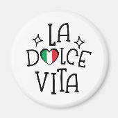 イタリアのお土産 ラ・ドルチェ・ヴィータ ハート旗 マグネット (正面)