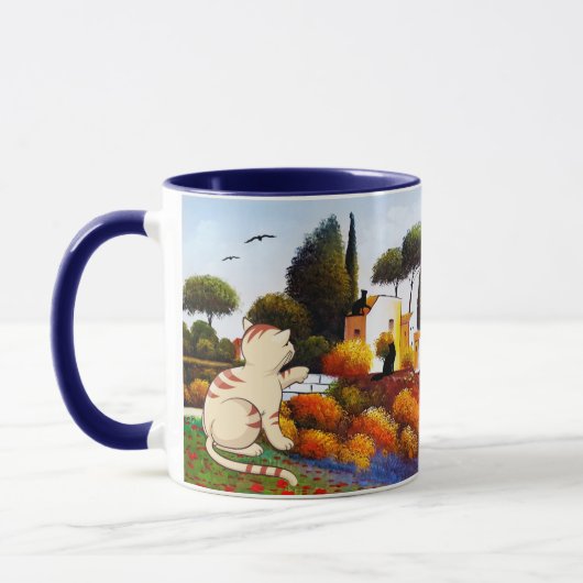 イタリアのかわいい芸術的ねこマグカップ マグカップ (左)