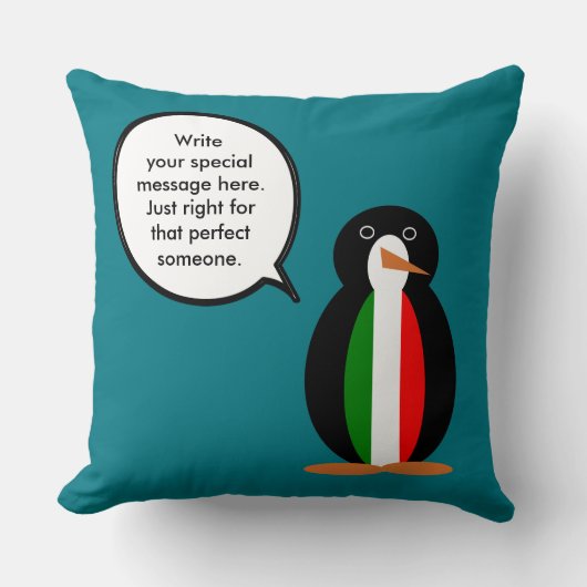 イタリアのしゃべるペンギンさんカスタマイズ商品 クッション (正面)