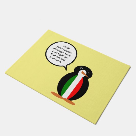 イタリアのしゃべるペンギンさんカスタマイズ商品 ドアマット (アングル)