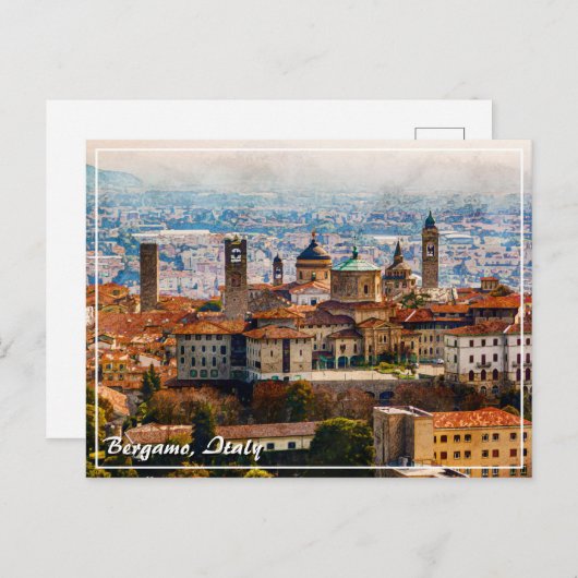 イタリアのはがき，ベルガモのシッタアルタ ポストカード (正面/裏面)