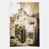 イタリアのふきんのヴィンテージフィアット500 キッチンタオル (縦)