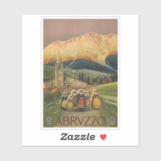 イタリアのアブルッツォのためのヴィンテージ旅行ポスター。 シール (シート)