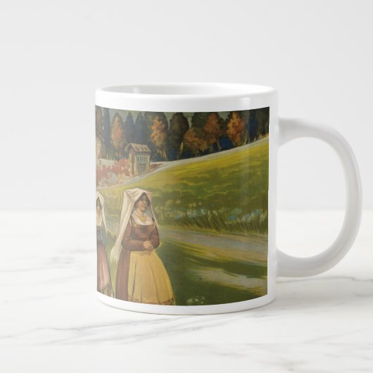 イタリアのアブルッツォのためのヴィンテージ旅行ポスター。 ジャンボコーヒーマグカップ (右)