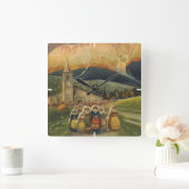 イタリアのアブルッツォのためのヴィンテージ旅行ポスター。 スクエア壁時計 (ホーム)