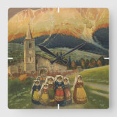 イタリアのアブルッツォのためのヴィンテージ旅行ポスター。 スクエア壁時計 (正面)