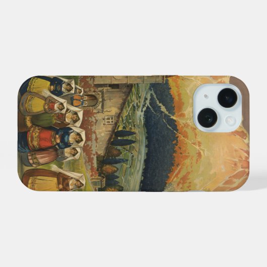 イタリアのアブルッツォのためのヴィンテージ旅行ポスター。 iPhone 15ケース (裏面横)