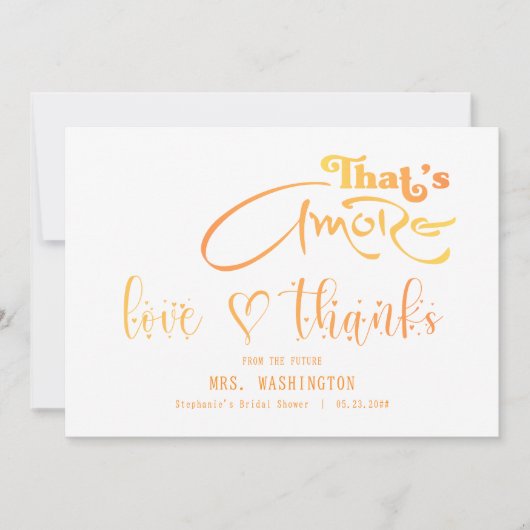 イタリアのアペロールカクテル　That's Amore ブライズシャワー サンキューカード (正面)