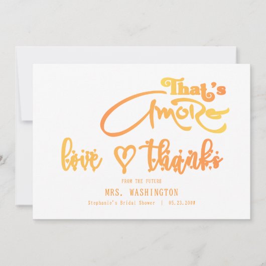 イタリアのアペロールカクテル　That's Amore ブライダルシャワー サンキューカード (正面)