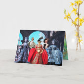 イタリアのアンティーク人形・マスカレードマスク・コスチューム カード (黄色い花)