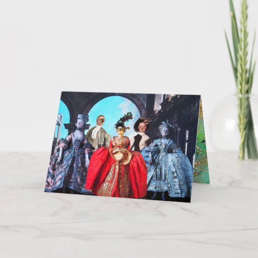 イタリアのアンティーク人形・マスカレードマスク・コスチューム カード (正面)