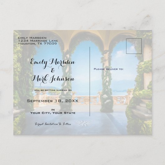 イタリアのアーチエレガントズの日付を保存 案内ポストカード (裏面)