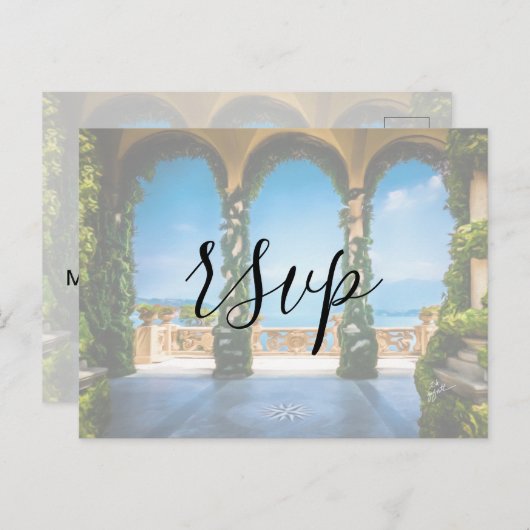 イタリアのアーチエレガントRSVPエンクロージャ インビテーションポストカード (正面/裏面)