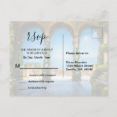 イタリアのアーチエレガントRSVPエンクロージャ インビテーションポストカード (裏面)