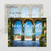 イタリアのアーチ エレガント・セーブ・ザ・デート 案内ポストカード (正面/裏面)