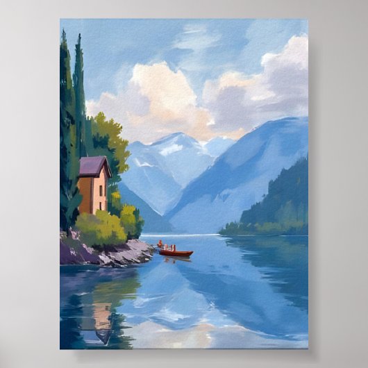 イタリアのアート絵を描ポスタープリント、コモ湖 ポスター (正面)