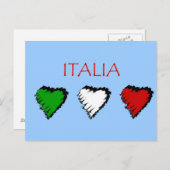 イタリアのイタリア人愛のイタリアのハートの旗 ポストカード (正面/裏面)