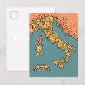 イタリアのイラスト入りの旅行地図 インビテーションポストカード (正面/裏面)