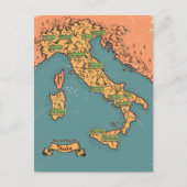 イタリアのイラスト入りの旅行地図 インビテーションポストカード (正面)