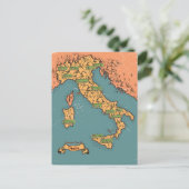 イタリアのイラスト入りの旅行地図 案内ポストカード (スタンド正面)