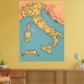 イタリアのイラスト旅行地図 キャンバスプリント (インサイチュ (リビング))