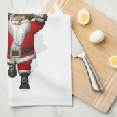 イタリアのエンサインを持つサンタクロース キッチンタオル (四つ折り)