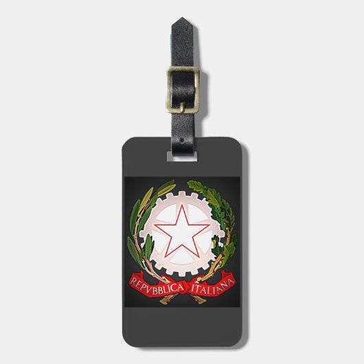 イタリアのエンブレムダーク ラゲッジタグ (正面縦)