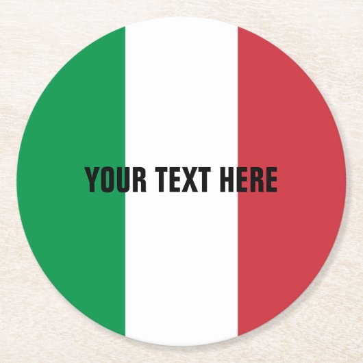 イタリアのカスタムの紙の飲み物用コースターのイタリアンな旗 ラウンドペーパーコースター (正面)