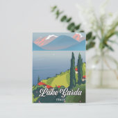 イタリアのガルダ湖の旅行ポスター ポストカード (スタンド正面)