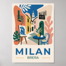 イタリアのギフトにぴったりなミラノ・ブレラ美術館の旅行ポスター