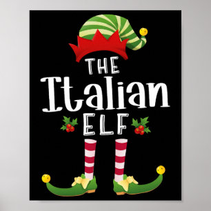 イタリアのクリスマスエルフのマッチングパジャマ クリスマスパーティー ポスター