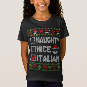 イタリアのクリスマスサンタのダサいニット いたずらっ子もいい子も 笑える Tシャツ