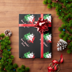 イタリアのクリスマスツリーのデザイン オーダーメイド Buon Natale ラッピングペーパー