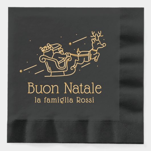イタリアのクリスマスパーティー サンタ 箔ナプキン (正面)
