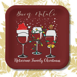 イタリアのクリスマス祝いワイングラス Buon Natale Festive Wine Glass ペーパープレート